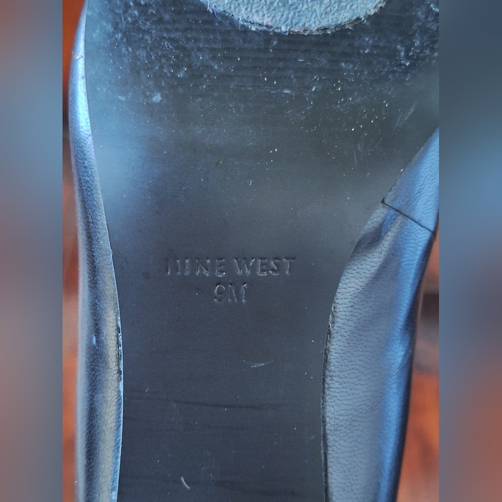 Nine West Black Leather Heel Stiletto, Classic Pointed Toe, Size 9 - Picture 8 of 8